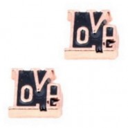 Floating Charms Love Rose gold - zwart ± 9mm